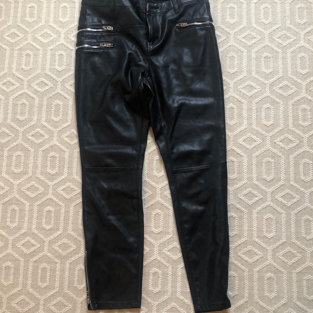 Black faux leather pants